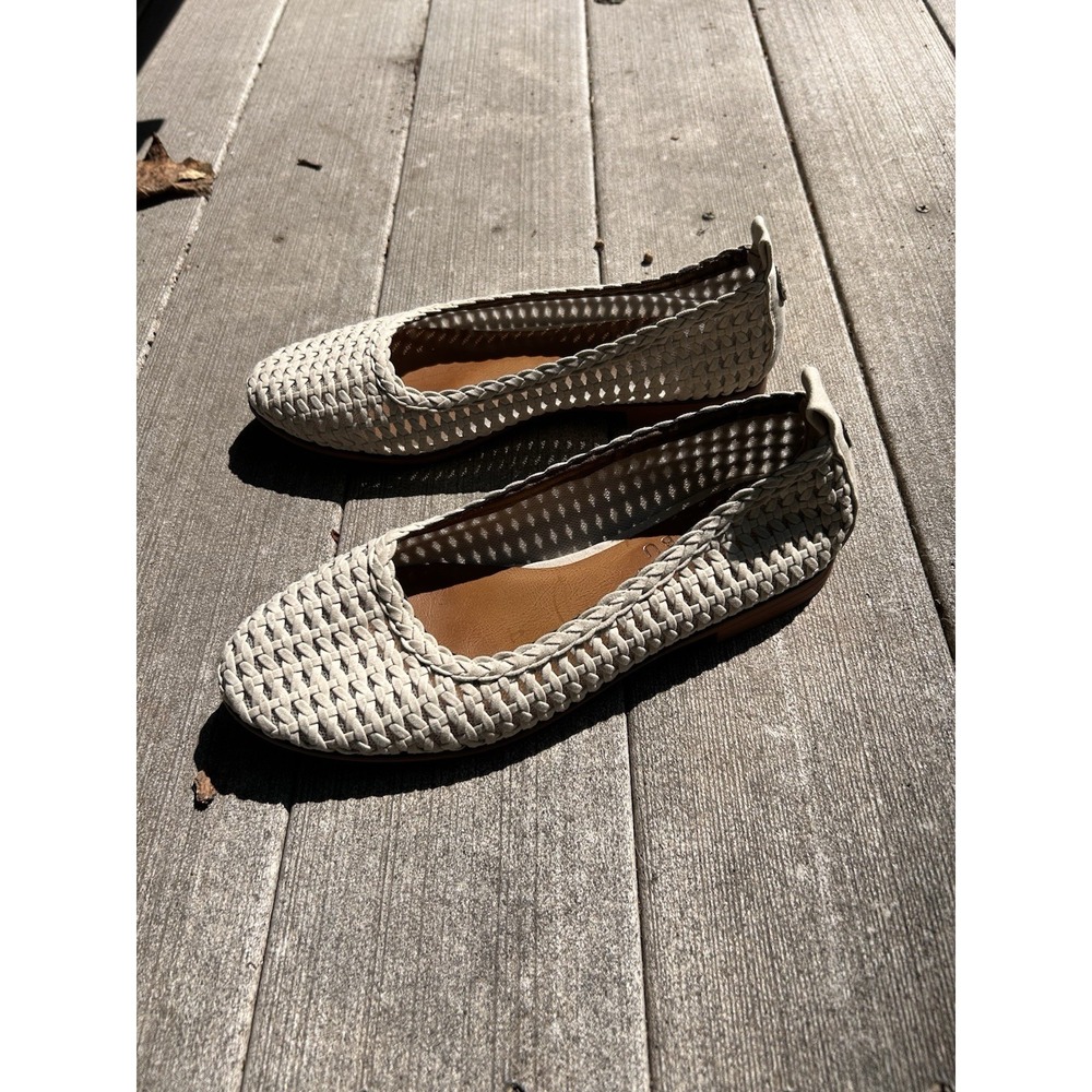 Blowfish Malibu Womens Woven Ballet Flats Bardot Beige Slip On Shoes Size 39/8.5